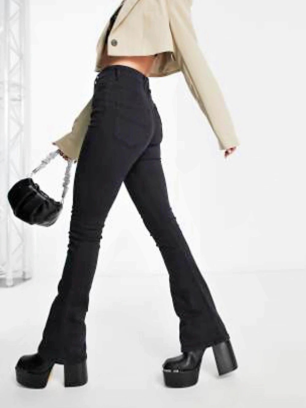 COLLUSION x008 flare jeans in black